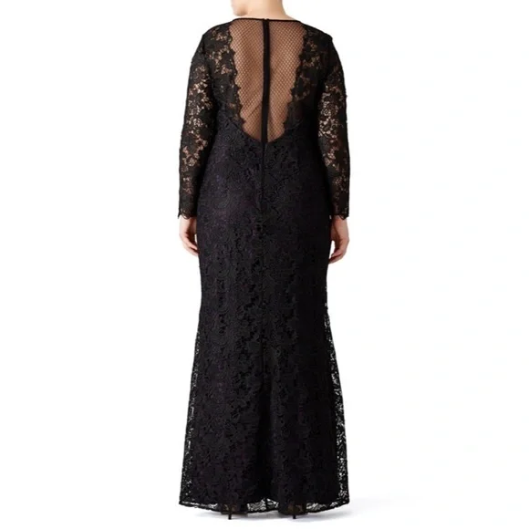 oh polly black satin lace dress Aubrielle Lace-Trim Mini Dress in Black